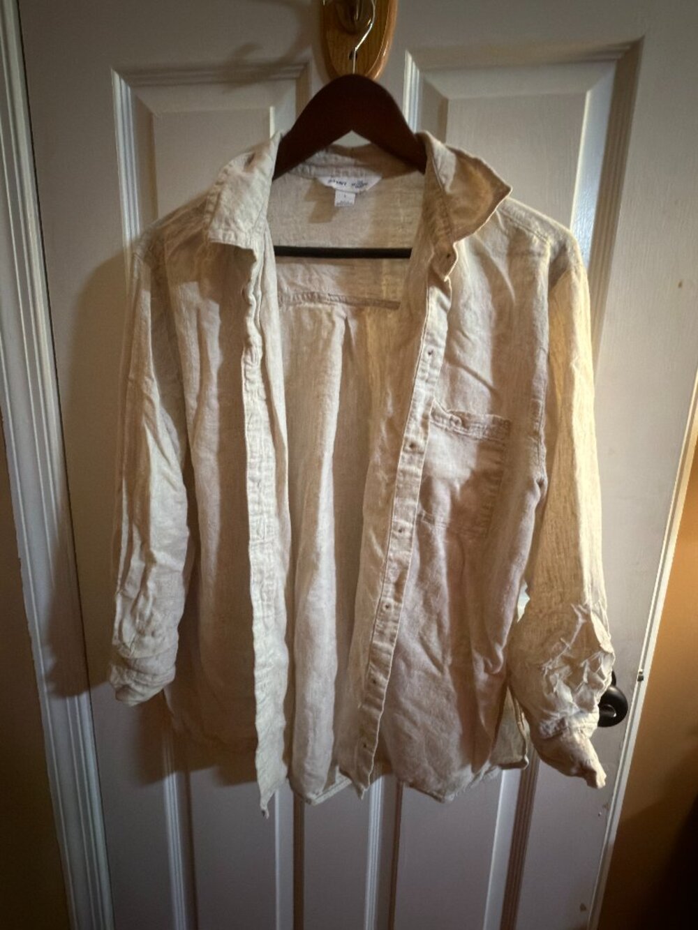 Old Navy Tan Boyfriend Linen Blend Shirt – Large